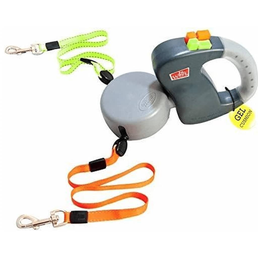 Wigzi Double Dog Retractable Leash 3.0 Gel Grey