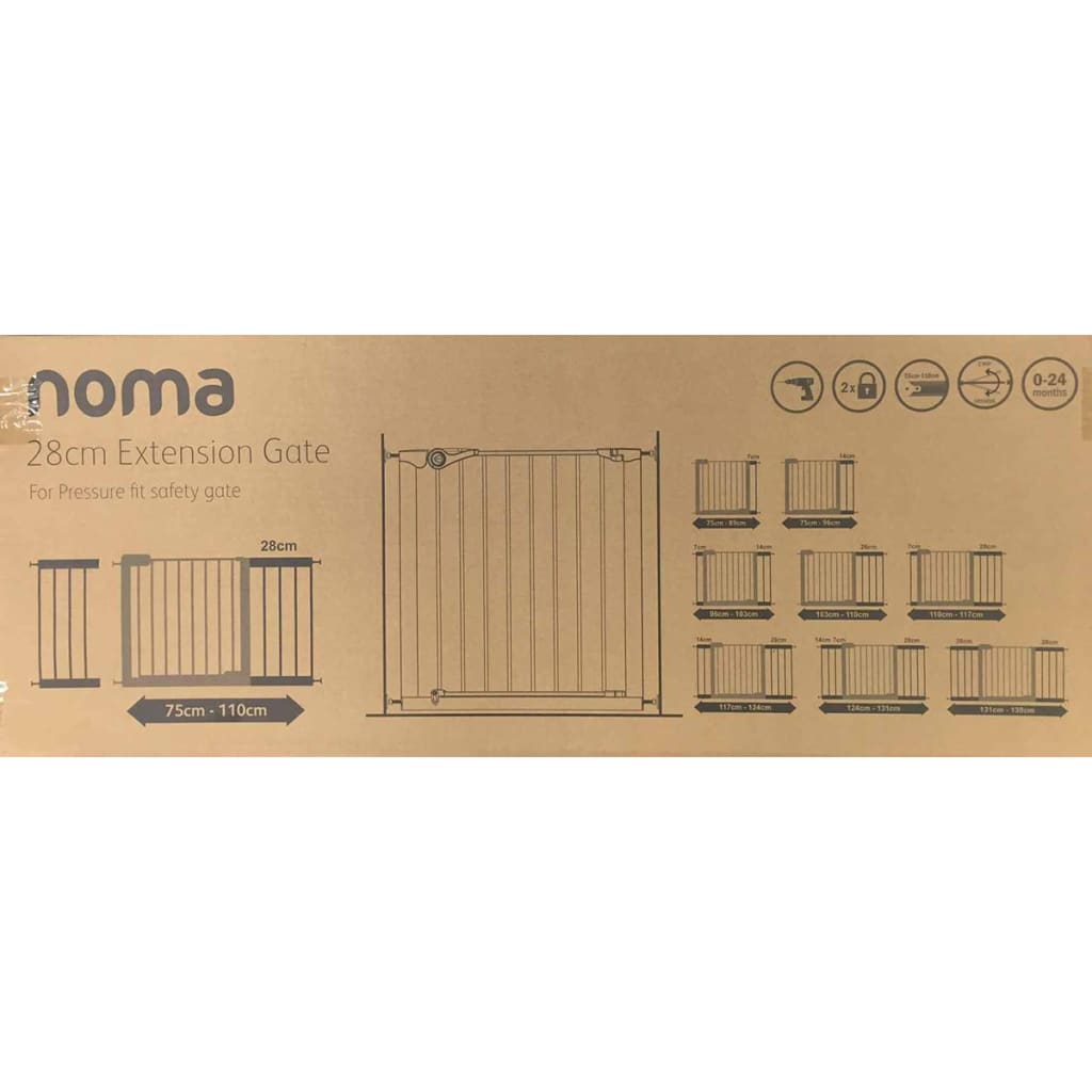 Noma Safety Gate Extension Easy Pressure Fit 28 cm Metal White 93972
