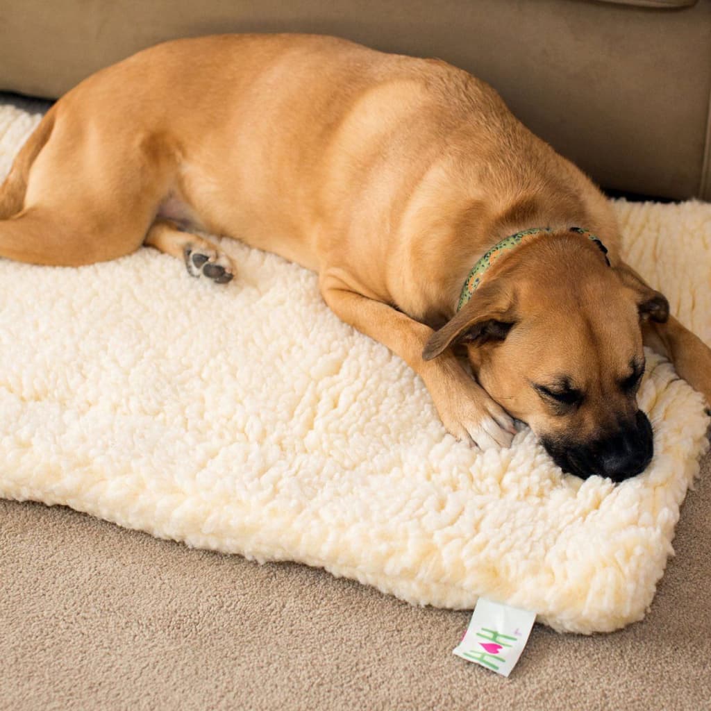 HuggleHounds Fleece Pet Mat L Wool White
