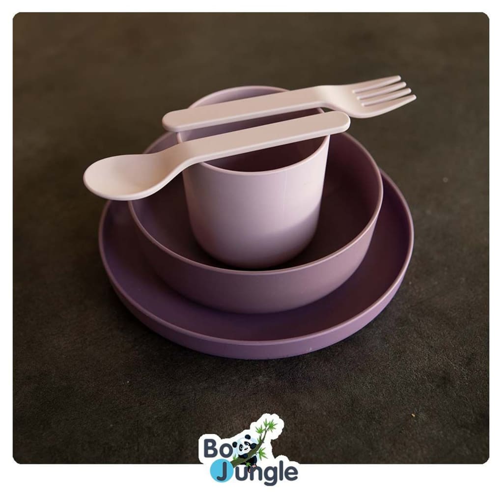 Bo Jungle 5 Piece Baby Tableware Set CPLA Purple and Pink