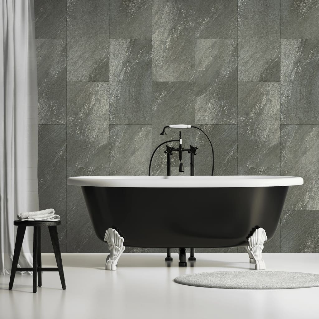 Grosfillex Wallcovering Tile Gx Wall+ 11pcs Stone 30x60cm Dark Grey