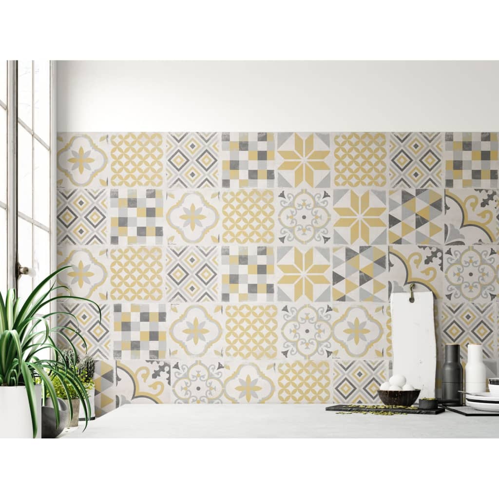 Grosfillex Wallcovering Tile Accent 9 pcs 15.4x120 cm Andaluz Yellow