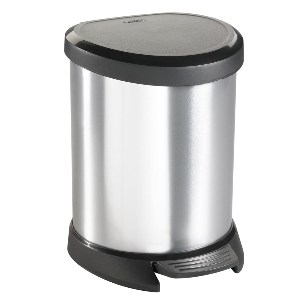 curver pedal bin Curver Pedal Bin Deco Oval 5L Silver – Berkfield Home