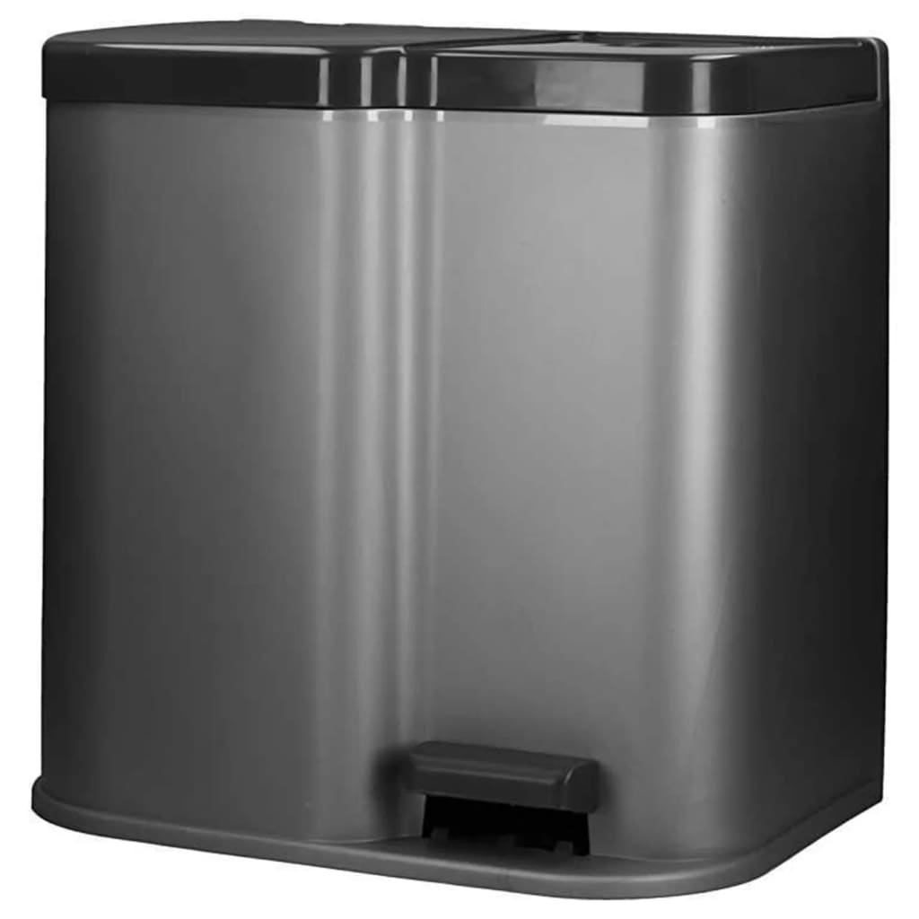 curver pedal bins Curver Duo Pedal Bin Deco 15L with 6L Inner Buckets Light Grey – Berkfield Home