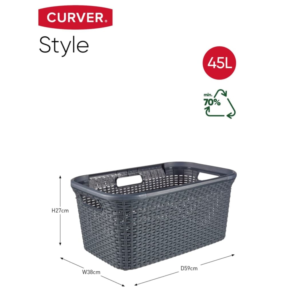 Curver Laundry Basket Set Style 2x45L Anthracite