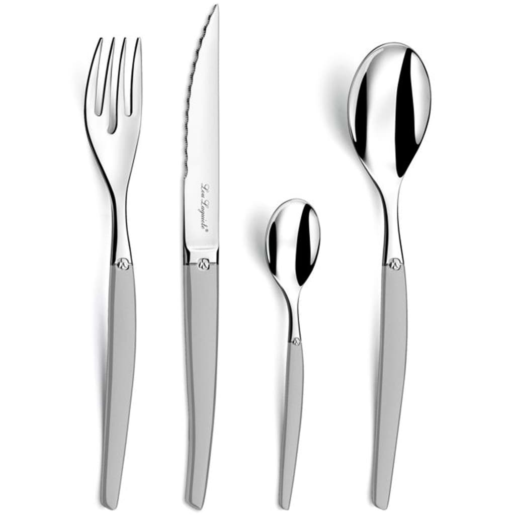 Lou Laguiole 24 Piece Cutlery Set Jet Satin Silver