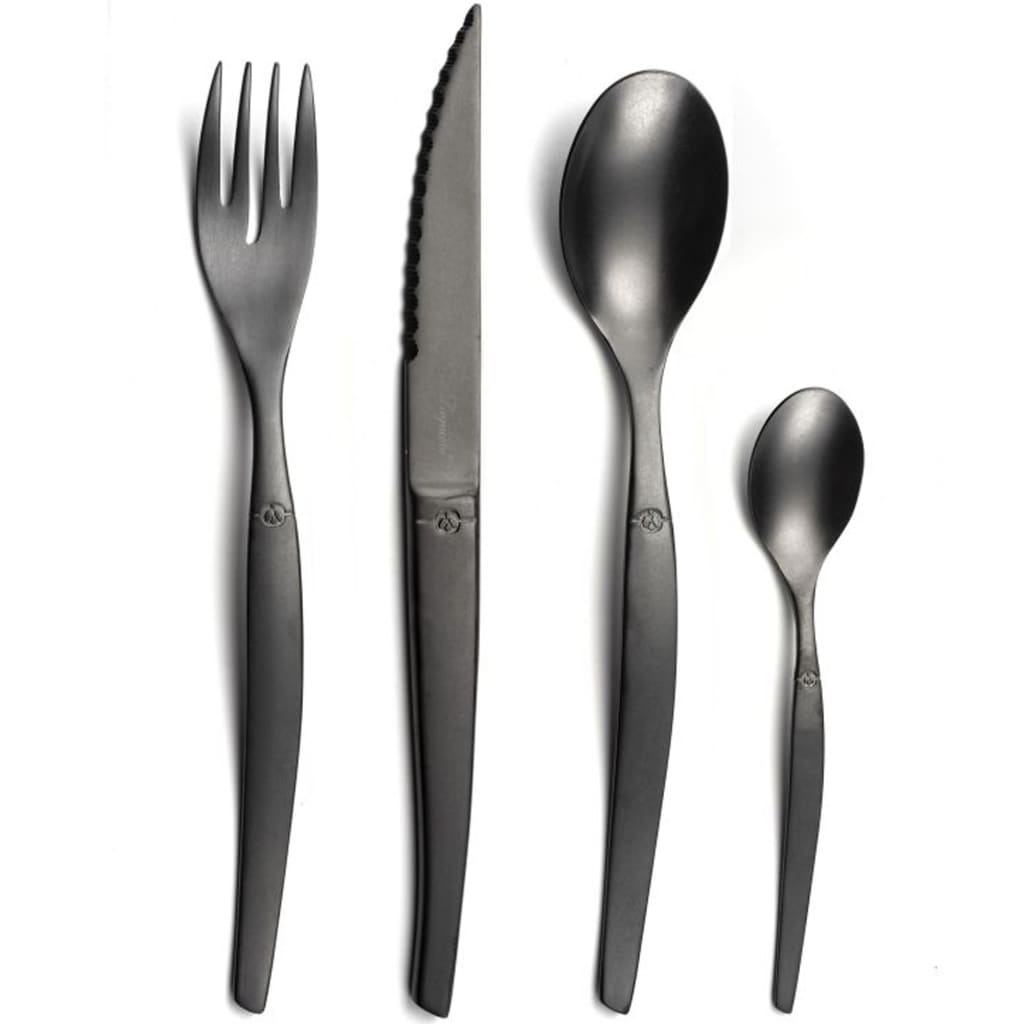 Lou Laguiole 16 Piece Cutlery Set Jet Stonewash Black
