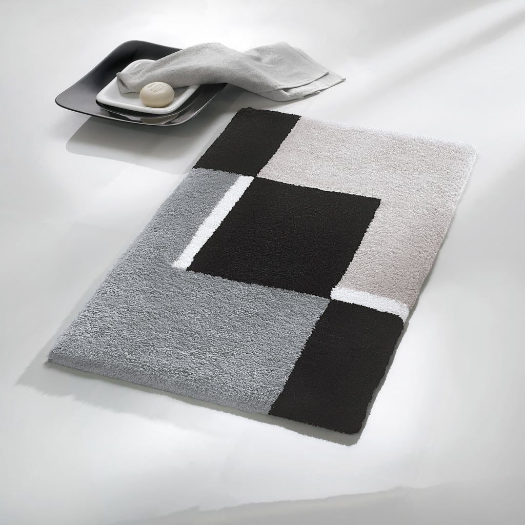 Kleine Wolke Bath Rug Dakota Platinum 60x90 cm Grey and Black