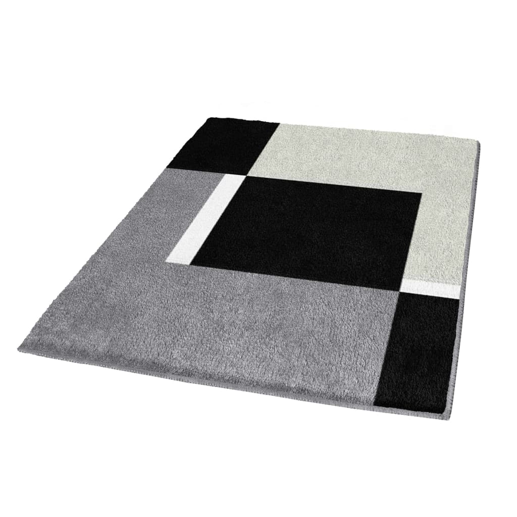 Kleine Wolke Bath Rug Dakota Platinum 55x65 cm Grey and Black