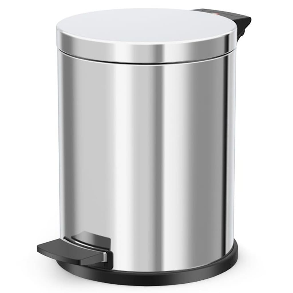Hailo Pedal Bin Solid M 12L Stainless Steel with Galvanized Inner Bin