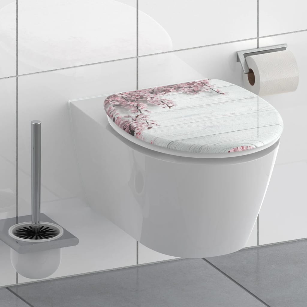 SCH�␏TTE Toilet Seat with Soft-Close FLOWERS & WOOD