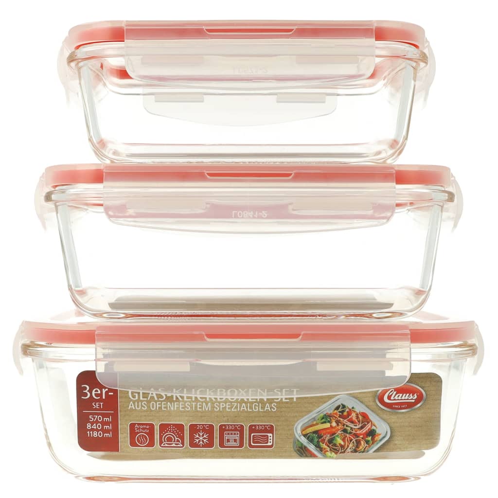Clauss 3-Piece Food Container Set Glass