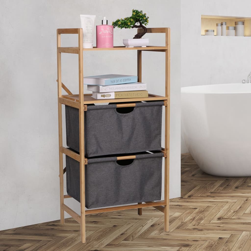 HI Multi-functional Bathroom Shelf with 2 Drawers 42.3x33x96 cm Bamboo