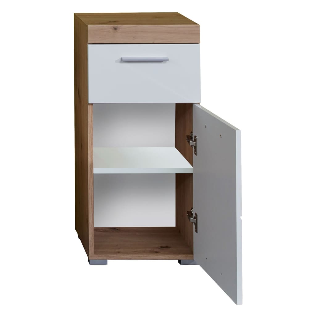 Trendteam Bath Floor Cabinet Amanda White and Knotty Oak