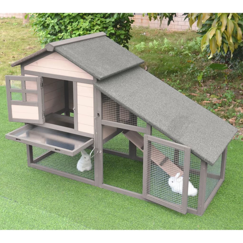 FLAMINGO Rabbit Hutch Quincy Cottage 151x66x100 cm Grey
