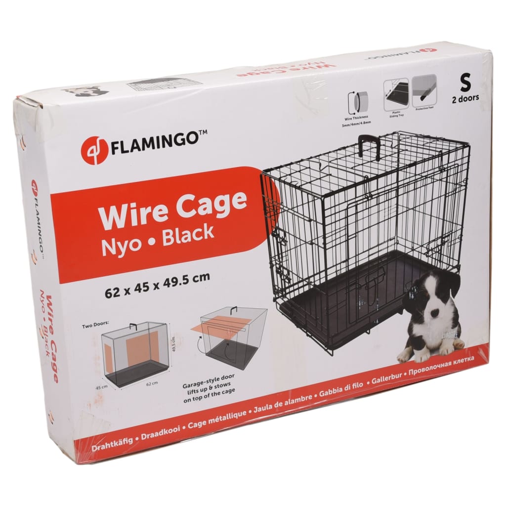 FLAMINGO Wire Cage with Sliding Door Nyo S 62x45x49.5 cm Black