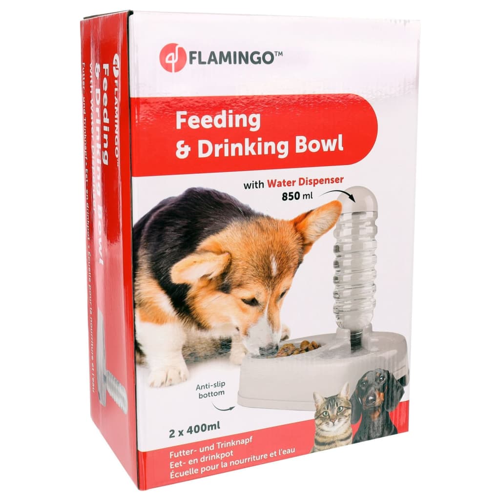FLAMINGO Feeding Bowl with Water Dispenser 850 ml Grey