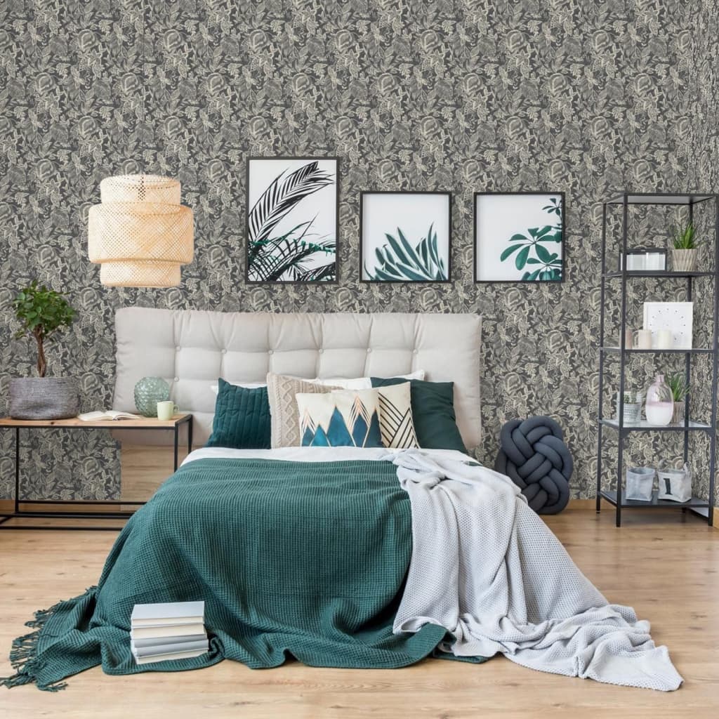 DUTCH WALLCOVERINGS Wallpaper Mae Black and Beige