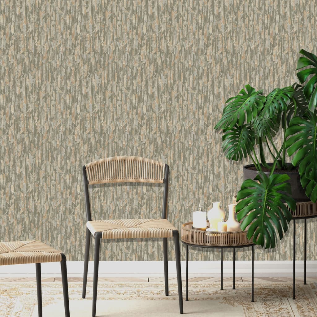 DUTCH WALLCOVERINGS Wallpaper Phoenix Green and Beige