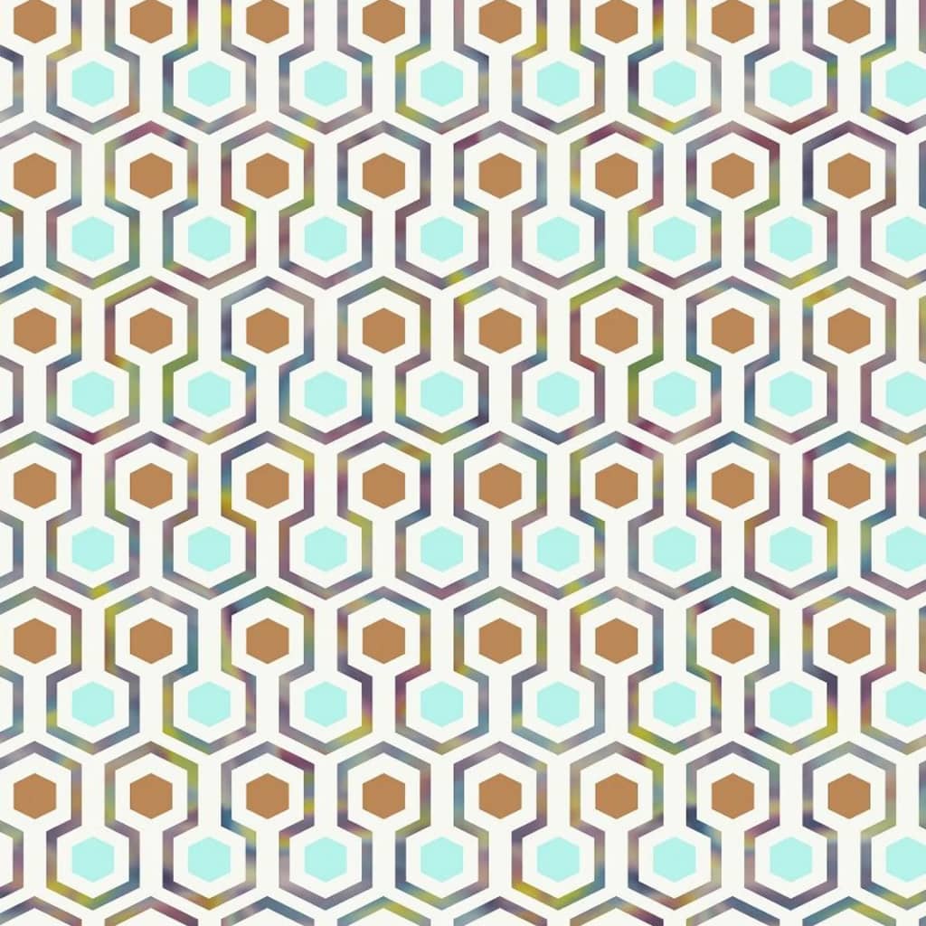 Noordwand Good Vibes Wallpaper Hexagon Pattern Green and Orange