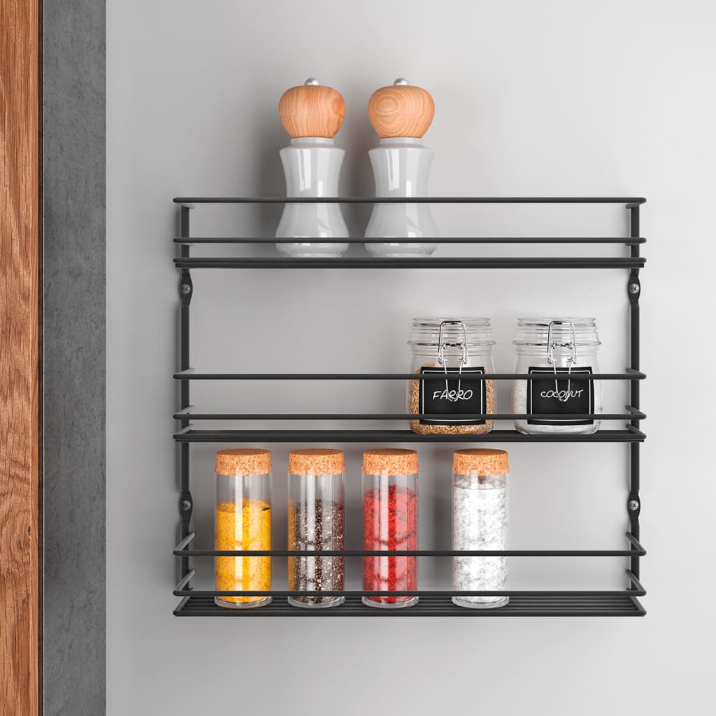Metaltex 3-tier Wall Spice Rack Pepito Black