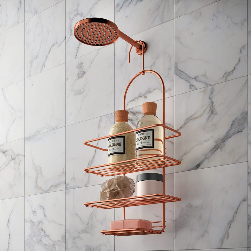 Metaltex 3-tier Douche Rack with Hook Copper