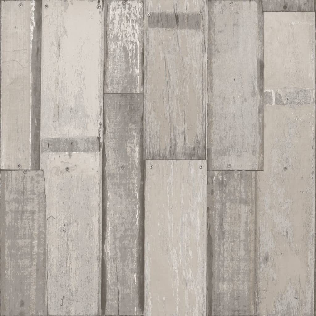Noordwand Urban Friends & Coffee Wallpaper Wooden Planks Grey Brown
