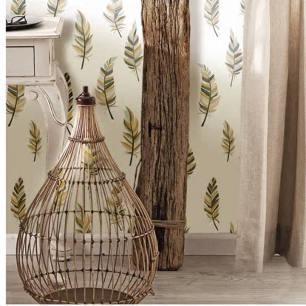 Noordwand Urban Friends & Coffee Wallpaper Feathers White and Silver