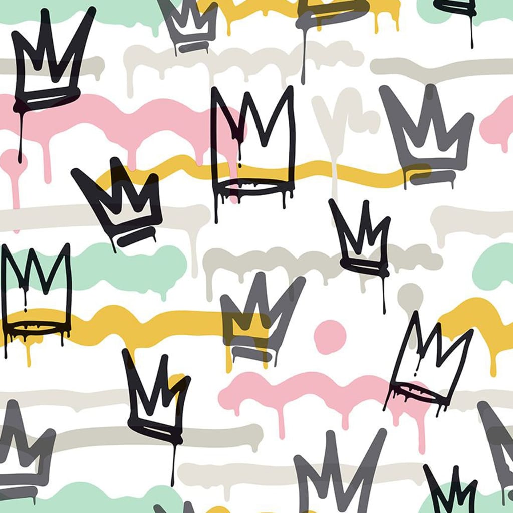 Noordwand Wallpaper Friends & Coffee Sith Graffity and Crowns Black and White