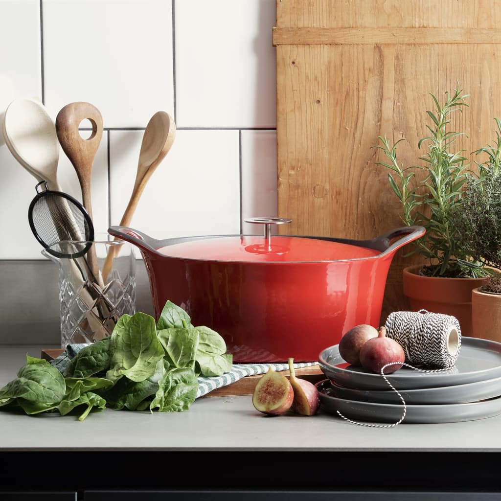 CUISINOX Cast Iron Casserole Enamelled 3.4 L 24 cm Red