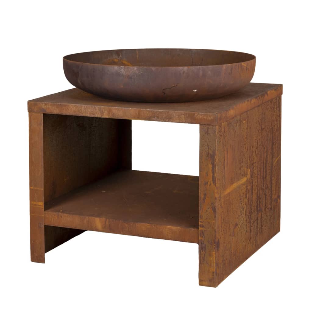 Esschert Design Fire Bowl with Wood Storage 62 cm Rust