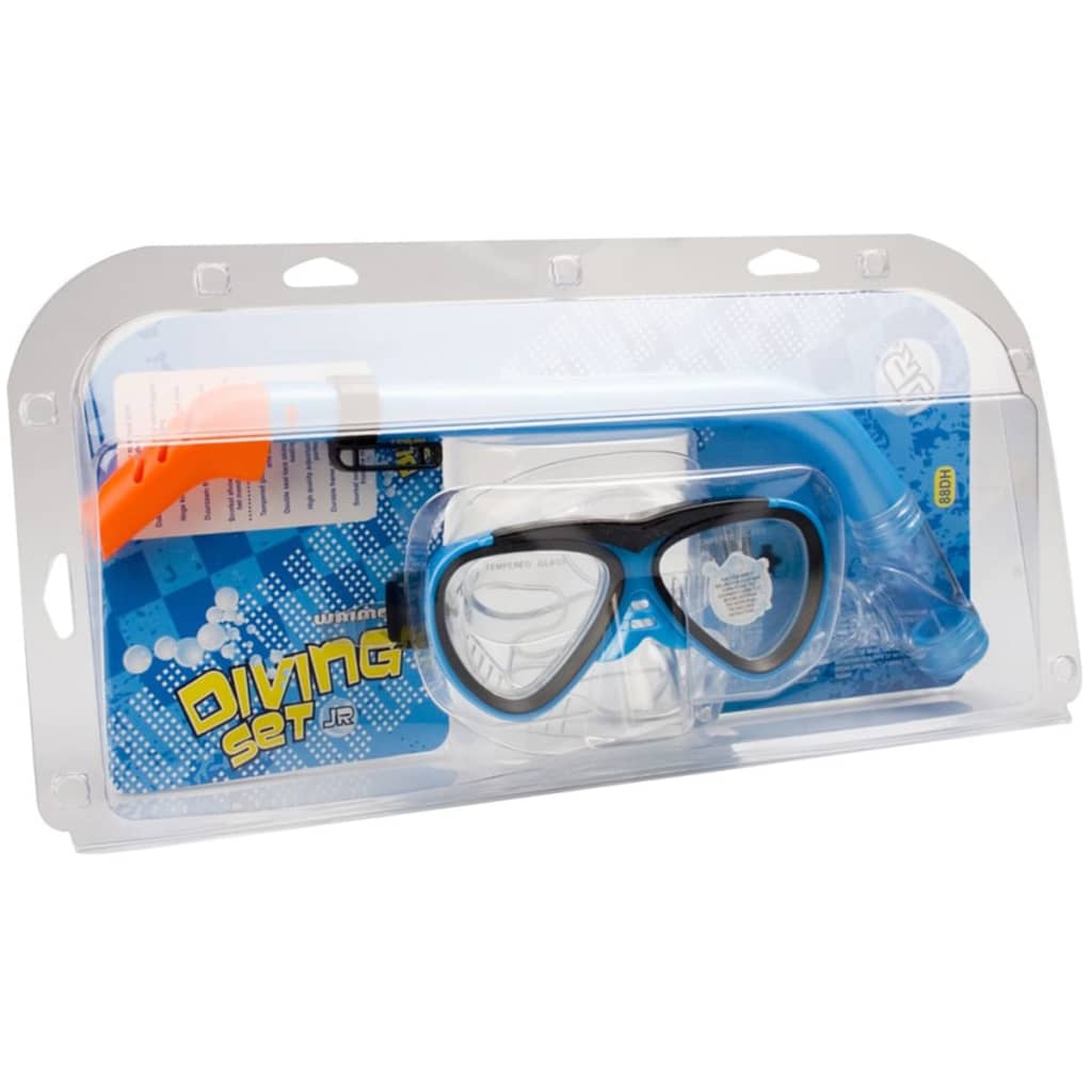 Waimea Junior Diving Mask with Snorkel Aqua/Black 88DH
