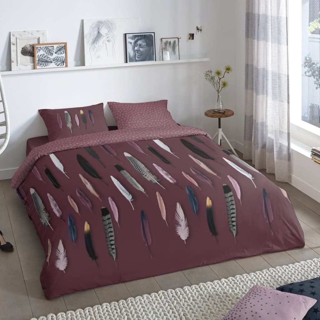 Good Morning Duvet Cover FEATHERS 240x200/220 cm Bordeaux