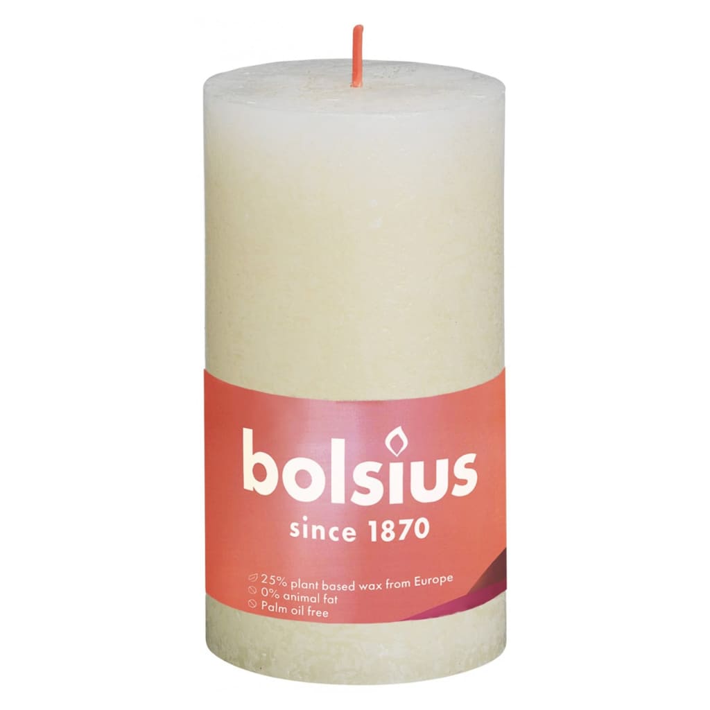 Bolsius Rustic Pillar Candles Shine 4 pcs 130x68 mm Soft Pearl