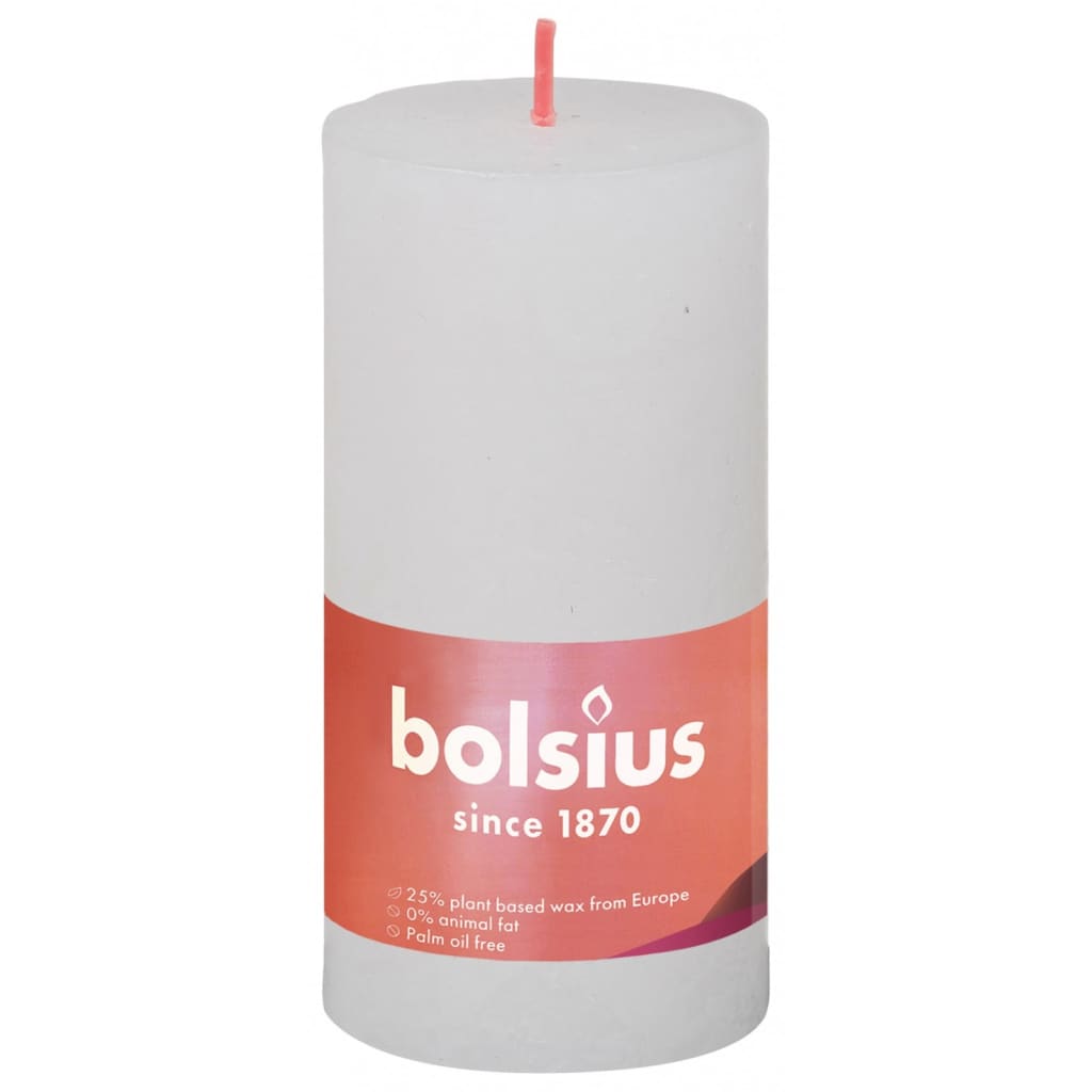 Bolsius Rustic Pillar Candles Shine 8 pcs 100x50 mm Cloudy White
