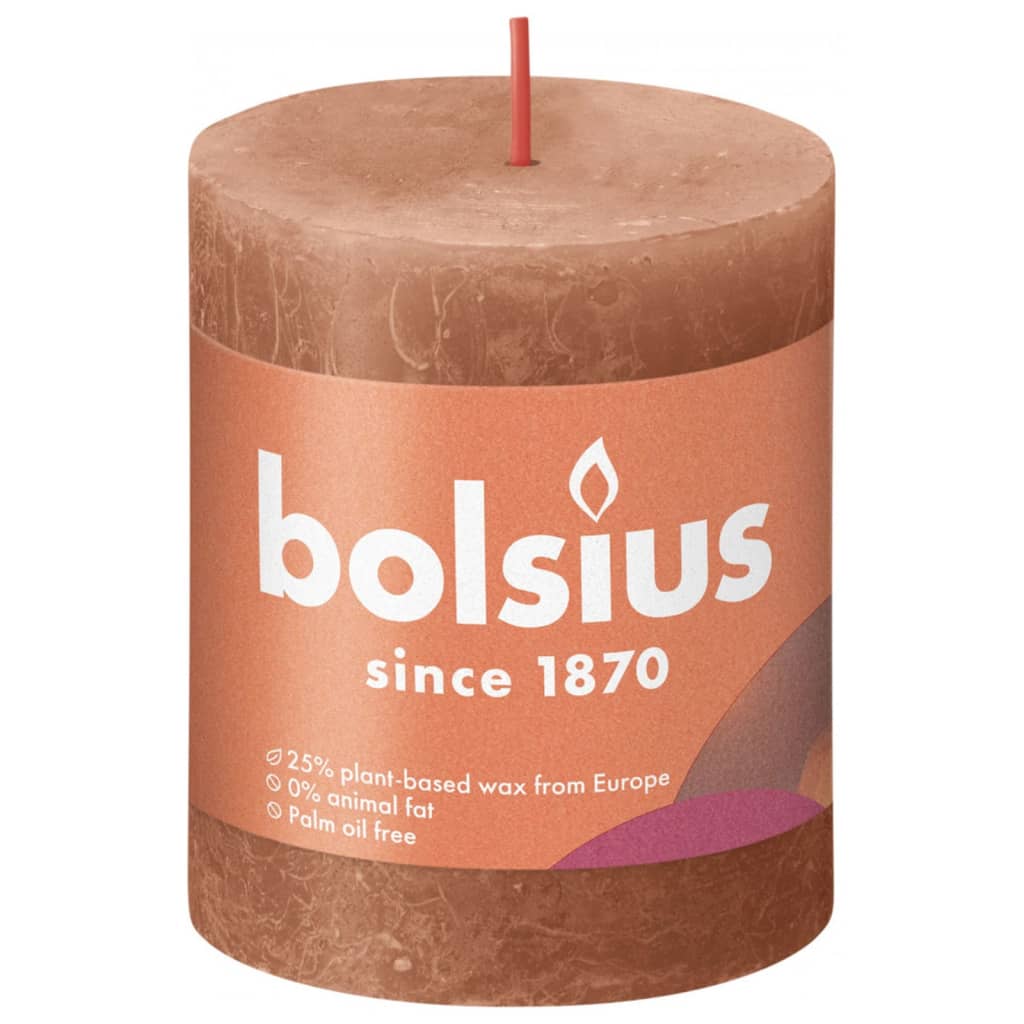 Bolsius Rustic Pillar Candles Shine 4 pcs 80x68 mm Rustic Pink
