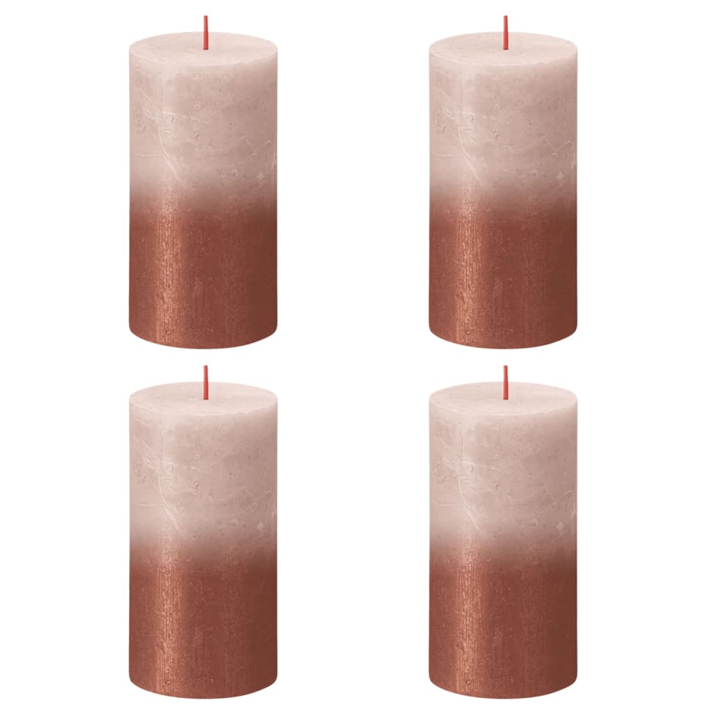 Bolsius Rustic Pillar Candles Sunset 4 pcs 130x68 mm Misty Pink and Amber