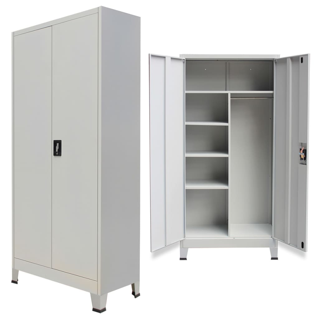Berkfield Locker Cabinet with 2 Doors Steel 90x40x180cm Grey