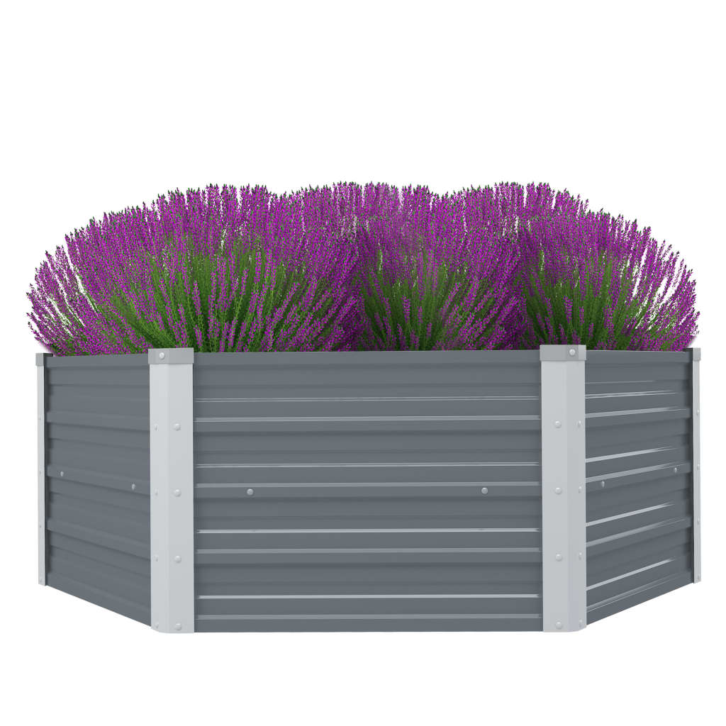 Berkfield Raised Garden Bed 129x129x46 cm Galvanised Steel Grey