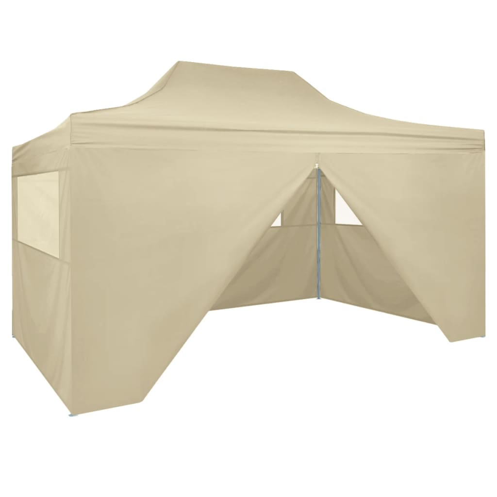Berkfield Foldable Tent Pop-Up with 4 Side Walls 3x4.5 m Cream White