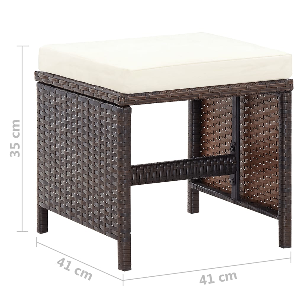 Berkfield 11 Piece Outdoor Dining Set with Cushions Poly Rattan Brown
