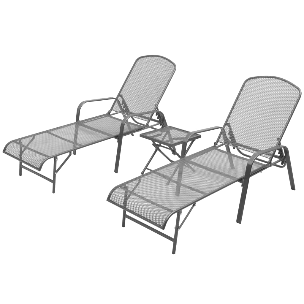 Berkfield Sun Loungers 2 pcs with Table Steel Anthracite