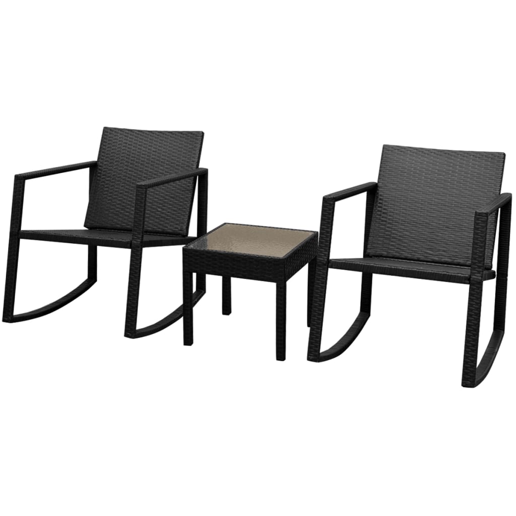 Berkfield 3 Piece Bistro Set Poly Rattan Black