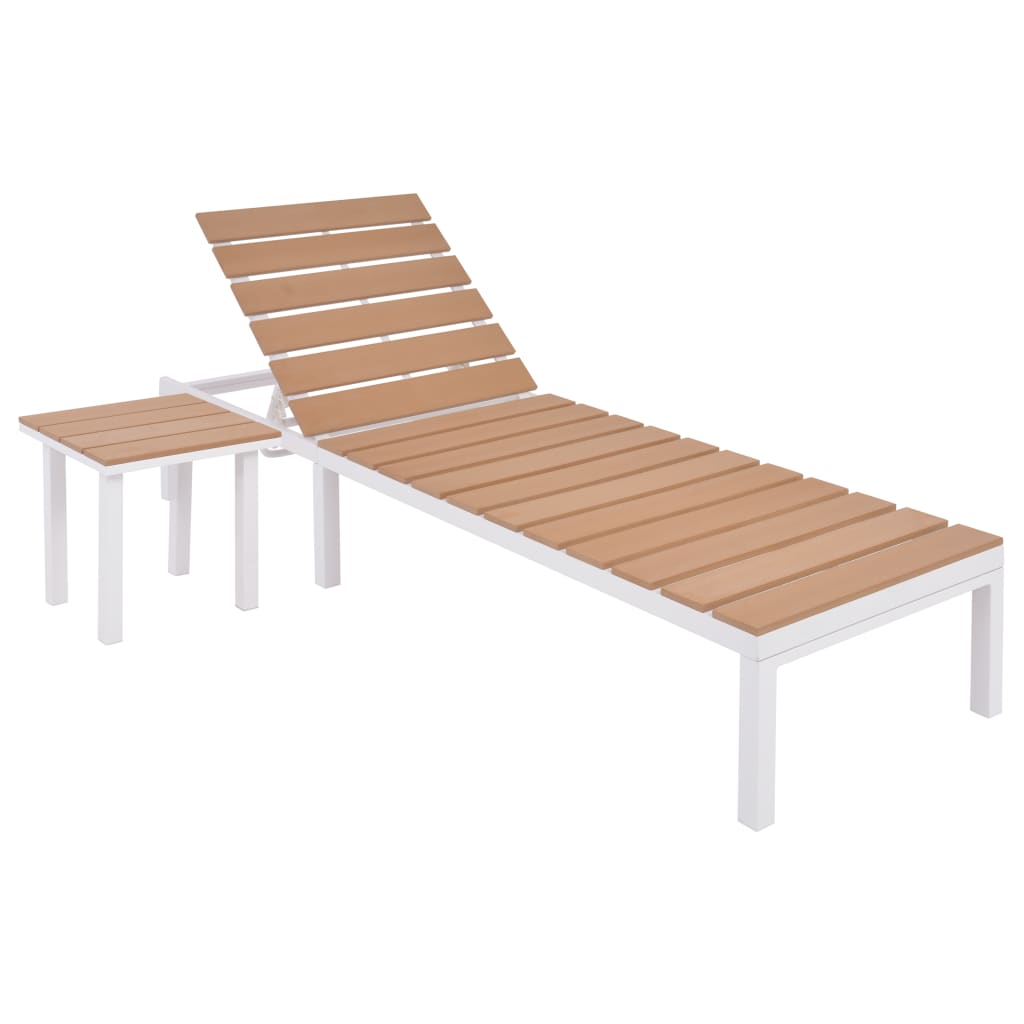 Berkfield Sun Lounger with Table Aluminium WPC and Brown