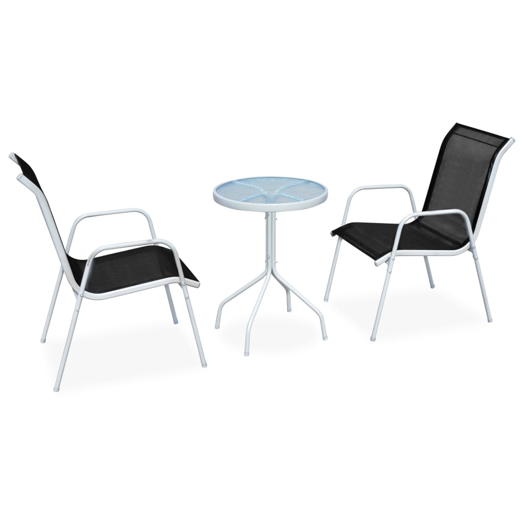 Berkfield 3 Piece Bistro Set Steel Black