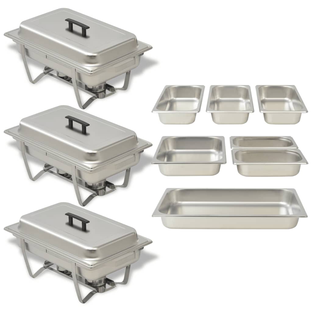 Berkfield 3 Piece Chafing Dish Set Stainless Steel