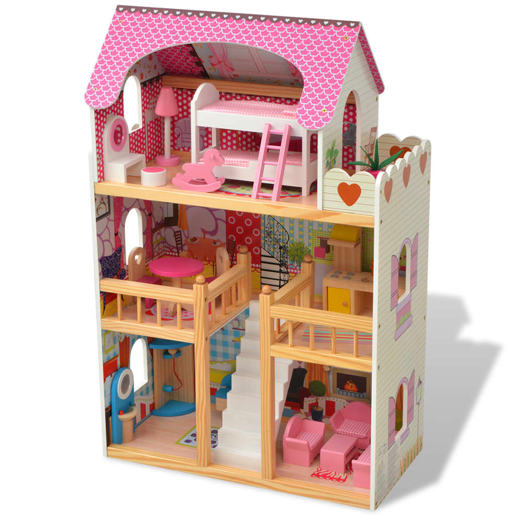 Berkfield 3-Storey Dollhouse Wood 60x30x90 cm