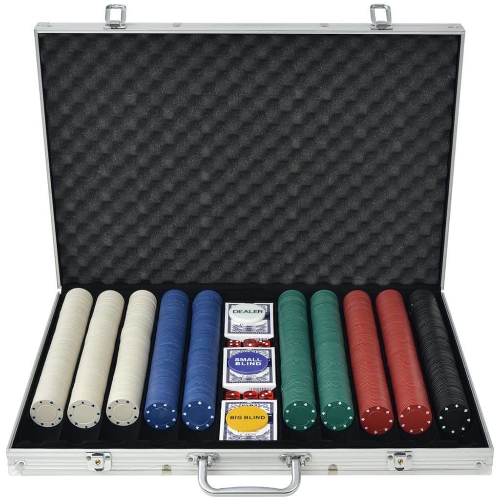 Berkfield Poker Set with 1000 Chips Aluminium