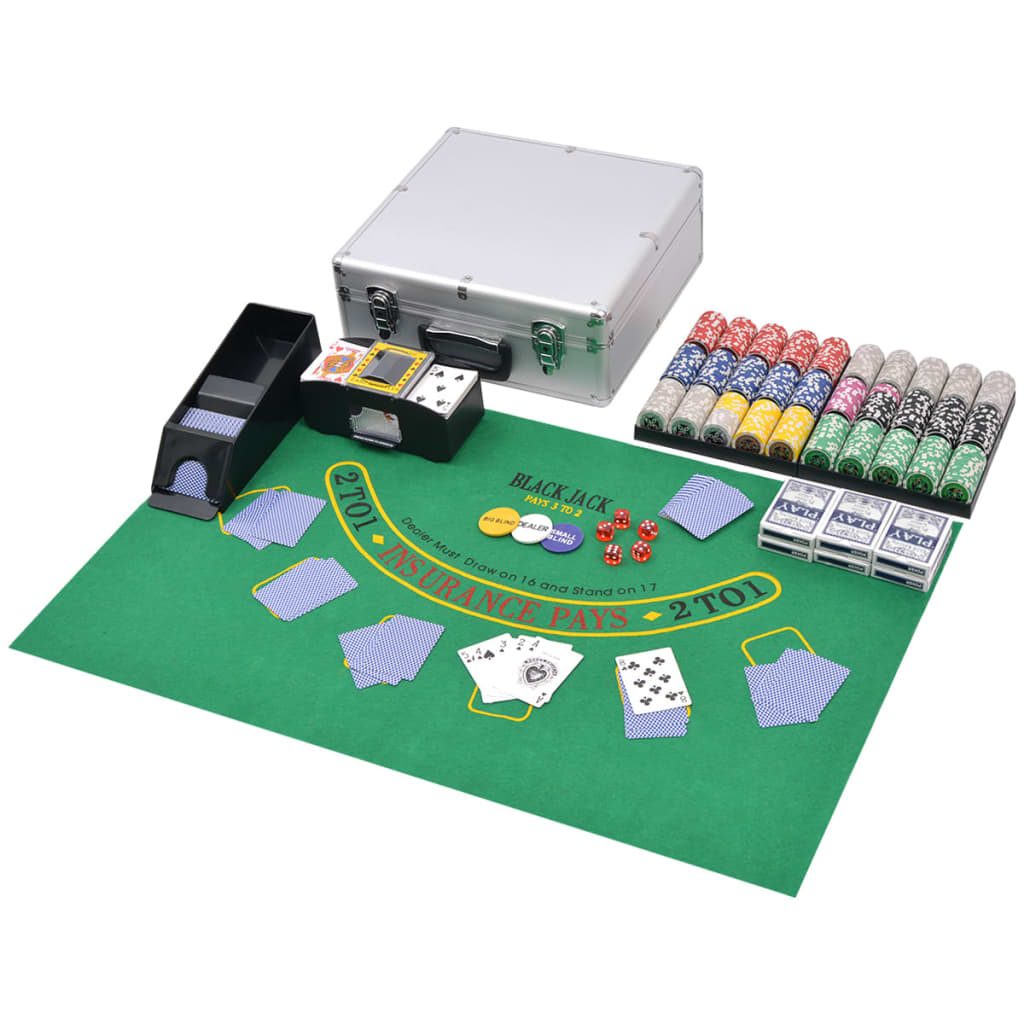 Berkfield Combine Poker/Blackjack Set with 600 Laser Chips Aluminium