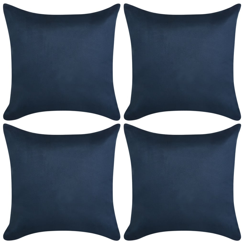 Berkfield Cushion Covers 4 pcs 80x80 cm Polyester Faux Suede Navy